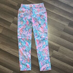 Lilly Pulitzer Pink and Blue Women's Ankle Jeans